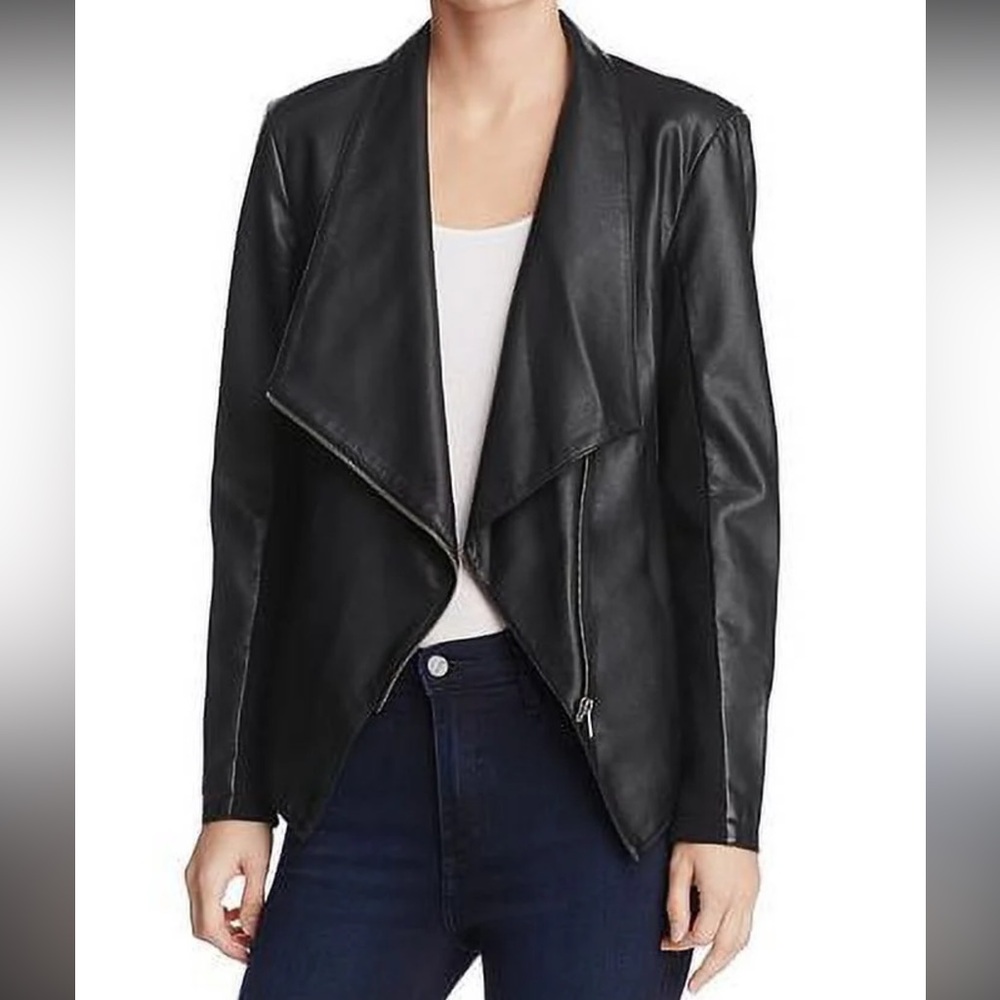 BB Dakota Gabrielle Faux Leather Asymmetrical Jacket, size Large